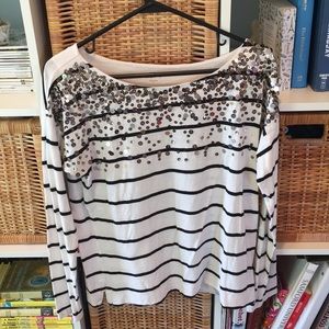 Loft Striped Sequin Shirt